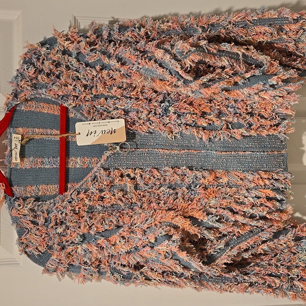 (New) New In Multicolor Full Zip Textured Sweater Womens Size M - Picture 5 of 13